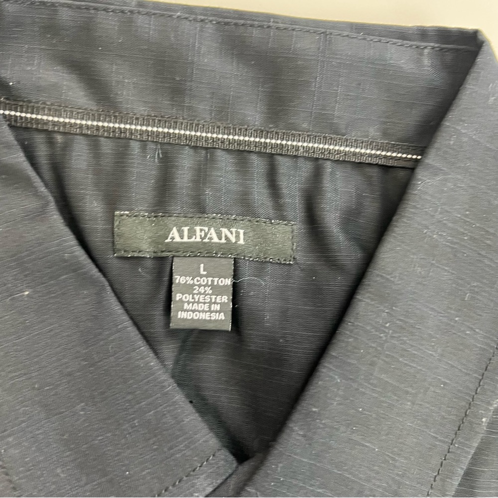 alfani men’s black button up shirt L m127-30 - Picture 3 of 3
